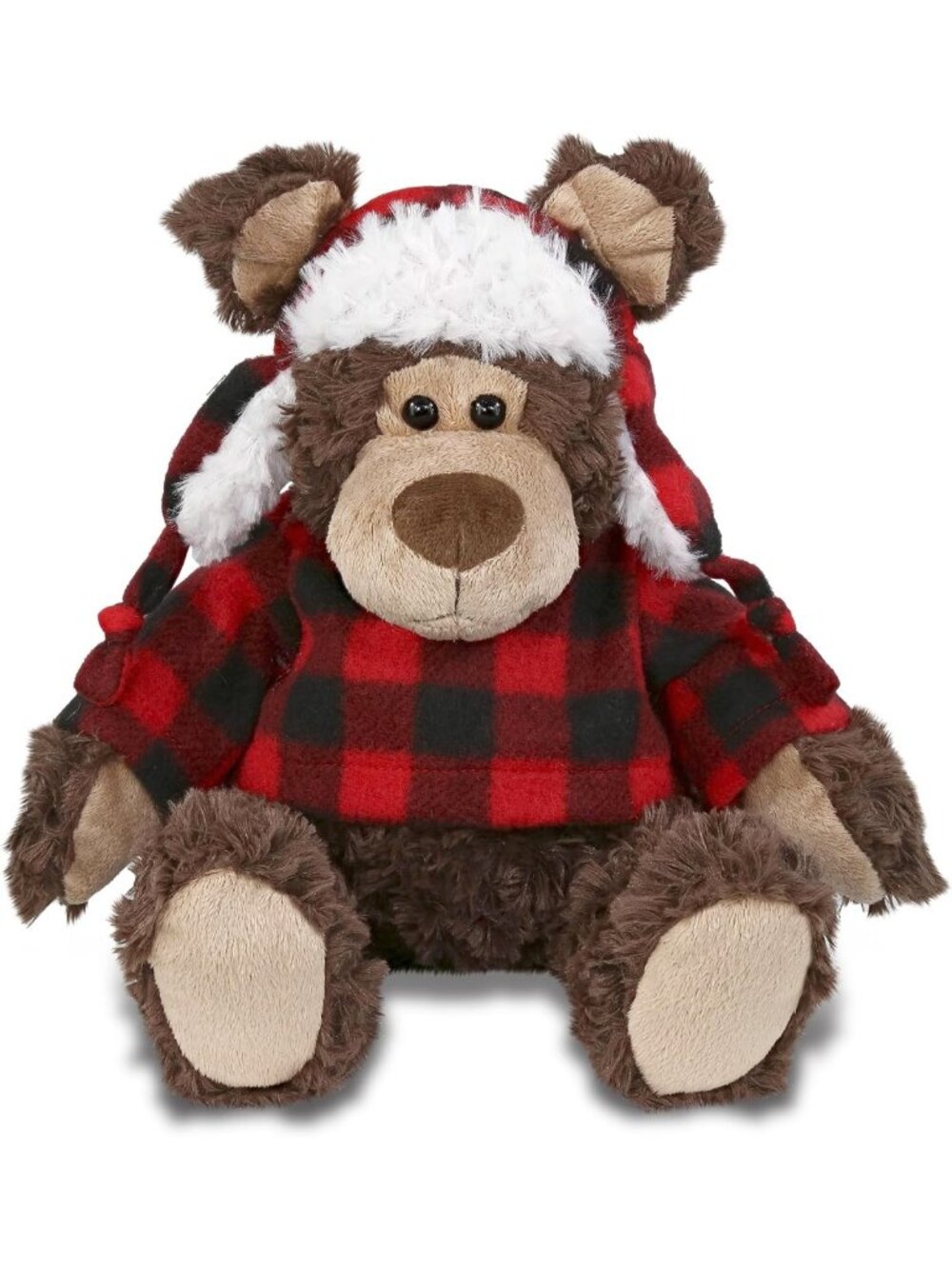 Adorable 9" Plush Grizzly Bear in Soft Red Plaid Outfit - Cute Cuddle Gift for